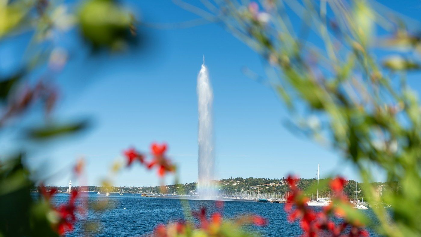 Le Jet d'eau et la rade de Genève
